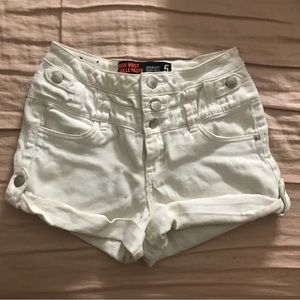 Preloved high waist white denim jean short